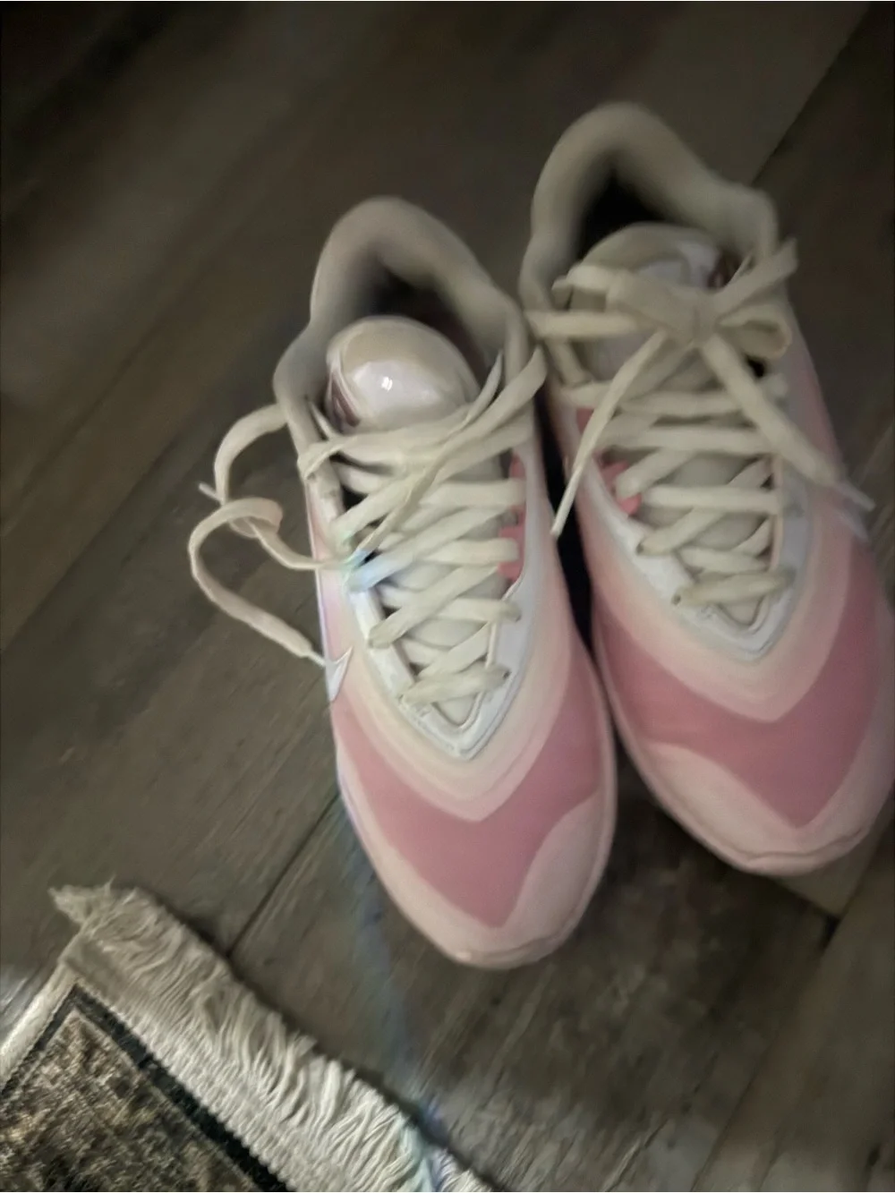 Nike Women's Pink and White Gradient Wave Sneakers